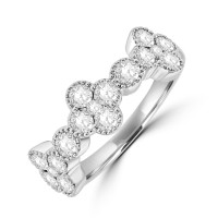 18ct White Gold Diamond Clover Eternity ring