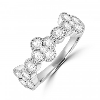 18ct White Gold Diamond Clover Eternity ring