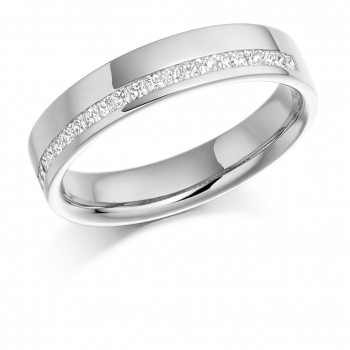 18ct White Gold Princess cut Diamond Offset Wedding Ring