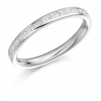 18ct White Gold Princess & Baguette Diamond Wedding Ring