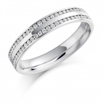 18ct White Gold 2-Row Diamond Channel set Eternity Ring