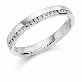 18ct White Gold Diamond Offset Wedding Ring