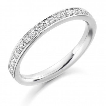 18ct White Gold Diamond Grain set Channel Wedding Ring