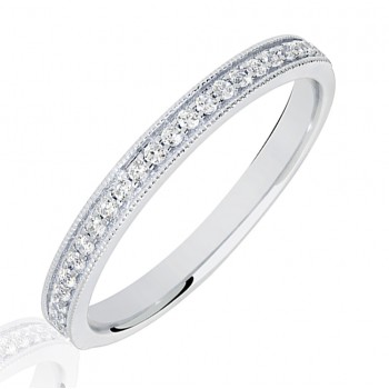 18ct White Gold .15ct Diamond Micro Claw Set Wedding Ring