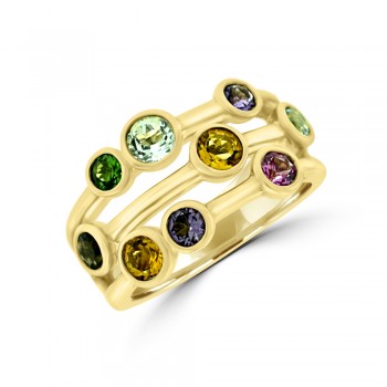 9ct Gold Mulit-colour Semi Precious Bubble Ring