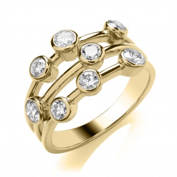 9ct Yellow Gold Diamond Bubble Ring