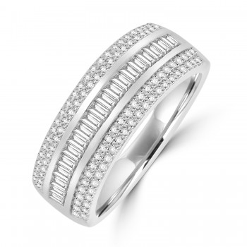 9ct White Gold 5-row Baguette Diamond Eternity ring