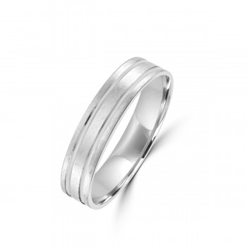 Platinum 5mm Satin Flat Wedding Ring