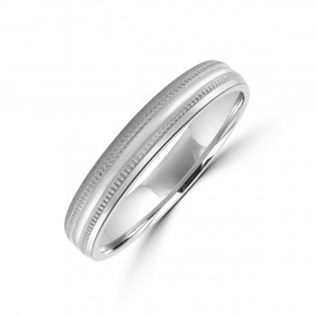 Platinum 4mm Beaded Edge Wedding Ring