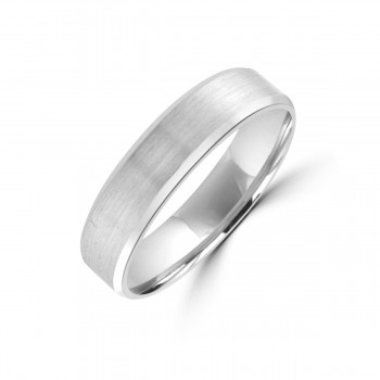 Platinum 5mm Satin Bevelled Edge Wedding Ring