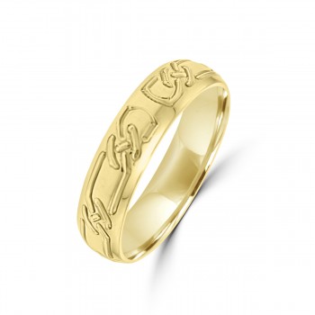 18ct Yellow Gold Knott Engraved 5mm Wedding Ring