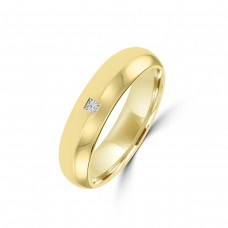 18ct Yellow Gold 5mm Princess Cut Diamond Wedding Ring