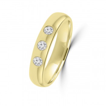 !8ct Yellow gold Three Stone 4mm Wedding Ring