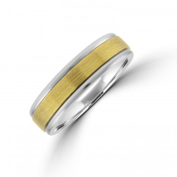 Palladium 500 6mm Wedding Ring with Brushed 9ct Gold Sleeve