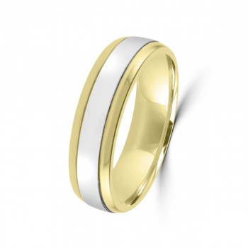 9ct Yellow / White Gold 6mm Wedding Ring