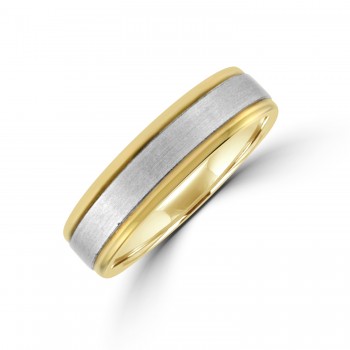 9ct Gold 6mm Court Wedding Ring with Brushed Palladium Sleeve