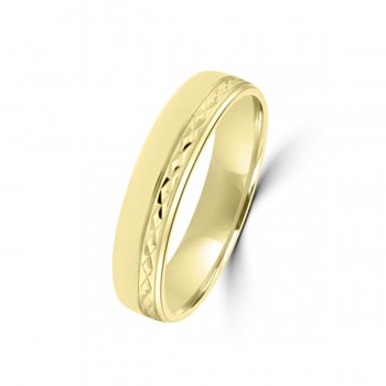9ct Yellow Gold Diam ond Cut 5m Weddig Ring