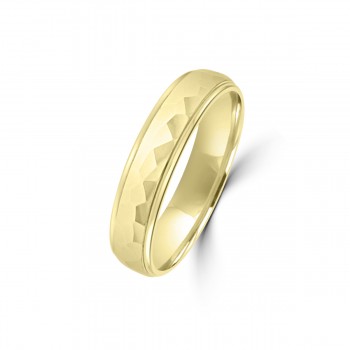 9ct Yellow Gold Hammered 5mm Wedding Ring