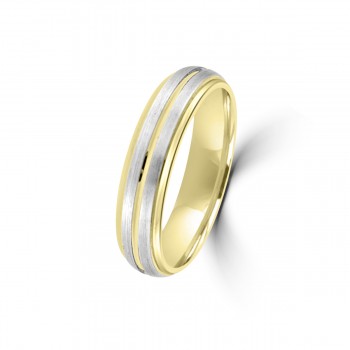 9ct Yellow/White Gold Lined 5mm Wedding Ring