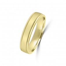 9ct Yellow Gold 4mm Lined Wedding Ring