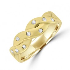 9ct Gold Diamond set Plaited Ring