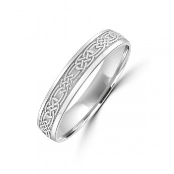 9ct White Gold Celtic Wedding Ring