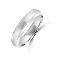 9ct White Gold 5mm Plain Satin Wedding Ring