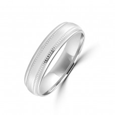 9ct White Gold 5mm Beaded Edge Wedding Ring