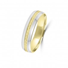 9ct Yellow/White 5mm Rope Twist Wedding Ring
