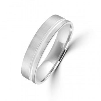 9ct White Gold 5mm Offset Wedding Ring