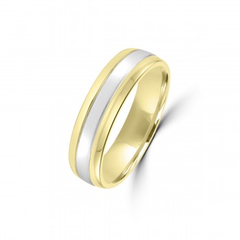 9ct Yellow/White Gold 6mm Plain Wedding Ring