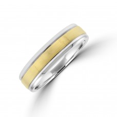 9ct White Gold 6mm Wedding Ring with Yellow Gold Sleeve