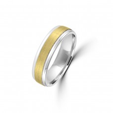 9ct Yellow/White Gold 6mm Plain Satin Wedding Ring