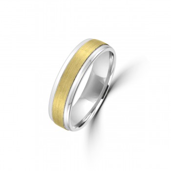 9ct Yellow/White Gold 6mm Plain Satin Wedding Ring