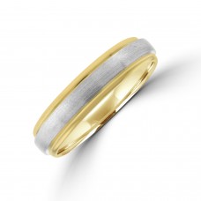 9ct Gold 5mm Wedding Ring with Brushed Palladium centre