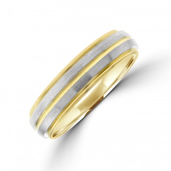 9ct Gold 5mm Wedding Ring with Palladium Sleeves