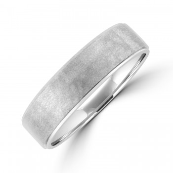 Platinum 6mm Court Brushed Hammered Wedding Ring