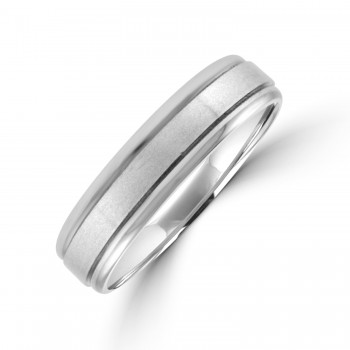 9ct White Gold 5mm Court Lined Wedding Ring