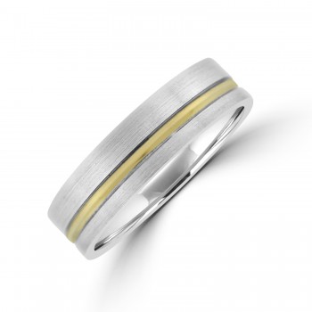 Palladium 6mm Flat Court Wedding Ring with 9ct Rose Gold Sleeve