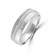 Palladium 950 6mm Satin Beaded Wedding Ring