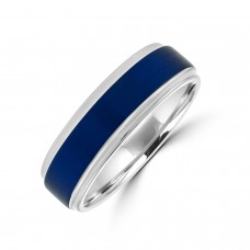 Tungsten Two-Tone Blue IP plated ring