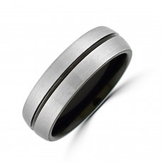 Tungsten Band Ring with Black line and inner