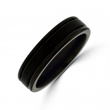 Tungsten Black Flat Band ring with Satin centre