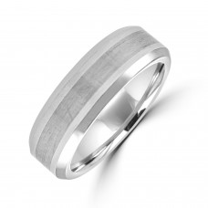 Tungsten Polished/Satin Bevelled edge band ring