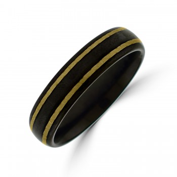 Tungsten Court shaped Black band ring with Silver lines