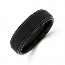 Tungsten Black IP plated Flat Court Brushed Ring