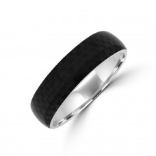 Tungsten Black Carbon Fibre band ring