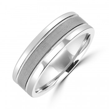 Tungsten Flat Court Band ring with brushed centre