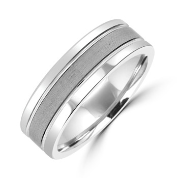 Tungsten Flat Court Band ring with brushed centre
