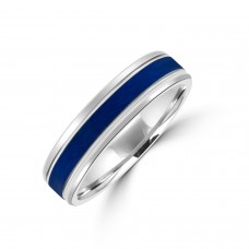 Tungsten Two-tone Blue Band ring